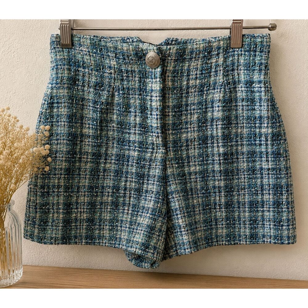 Zara Women's Size XS (27") Blue Pink Knit Shorts (462)